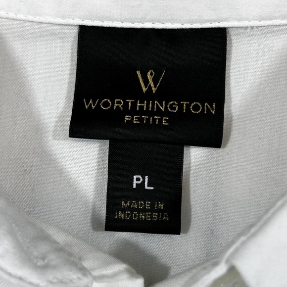 Worthington Womens Petite L 3/4 Sleeve Button Up Dress Shirt - Picture 6 of 9